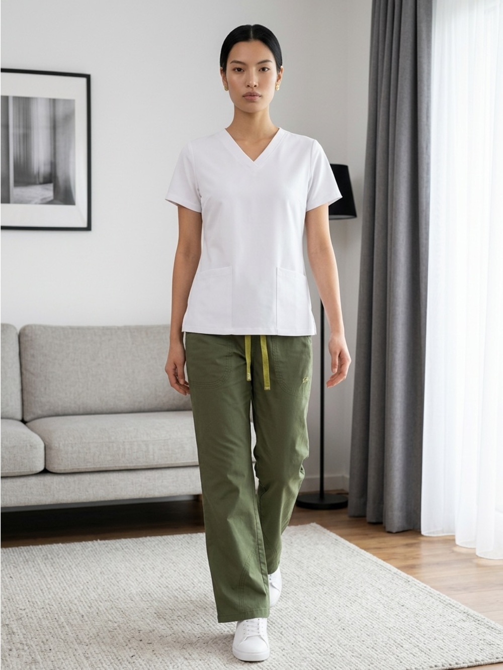 Iguana Med Women’s XS Olive Green Straight-Leg Scrub Pants EUC Medical Nursing